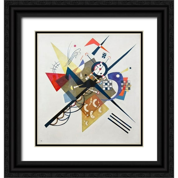 Kandinsky, Wassily 26x28 Black Ornate Wood Framed with Double Matting Museum Art Print Titled - On White II, 1923