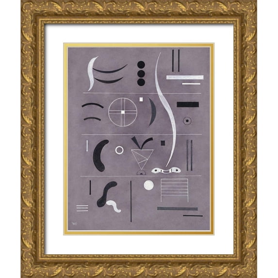 Kandinsky, Wassily 26x32 Gold Ornate Wood Framed with Double Matting Museum Art Print Titled - Four Parts 1932