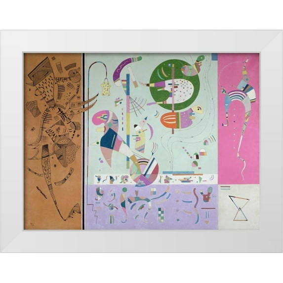 Kandinsky, Wassily 32x25 White Modern Wood Framed Museum Art Print Titled - Parties diverses