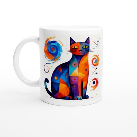 Kandinsky t Art Mug  Abstract Geometric Ceramic Coffee Cup.