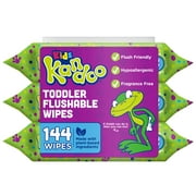 Kandoo Kids Sensitive Flushable Cleansing Wet Wipes, Potty Training Aid, Fragrance Free, 144 Wipes