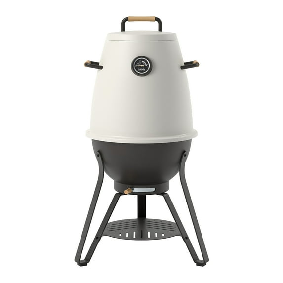 Kandu Outdoor Charcoal Oven Grill, Ash White – Cooks from All Directions, Space Saving, Includes 8 Skewers, Up to 750 Degrees – Quick Vertical Cooking Locks in Flavor, Nutrients & Moisture