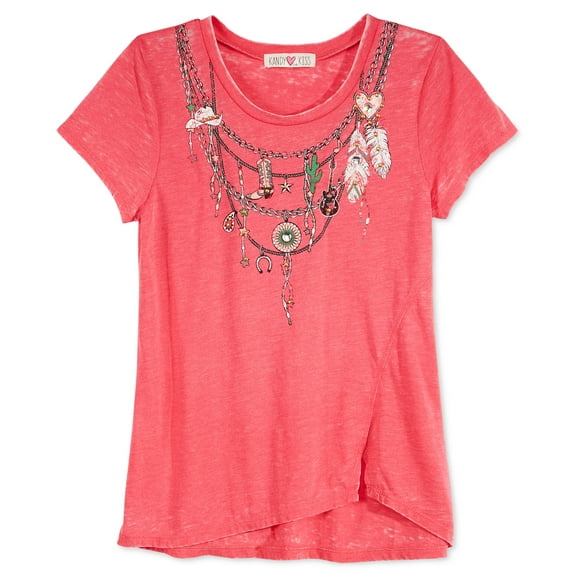 Kandy Kiss Girls Graphic-Print T-Shirt Tee Shirt (XLarge, Pink)
