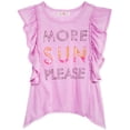 thumbnail image 1 of Kandy Kiss Girls More Sun Please Ruffle Sleeve T-Shirt (Purple, L), 1 of 1
