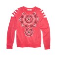 thumbnail image 1 of Kandy Kiss Girls Shredded-Sleeve Graphic Top Slash Sweatshirt (Small, Red), 1 of 1