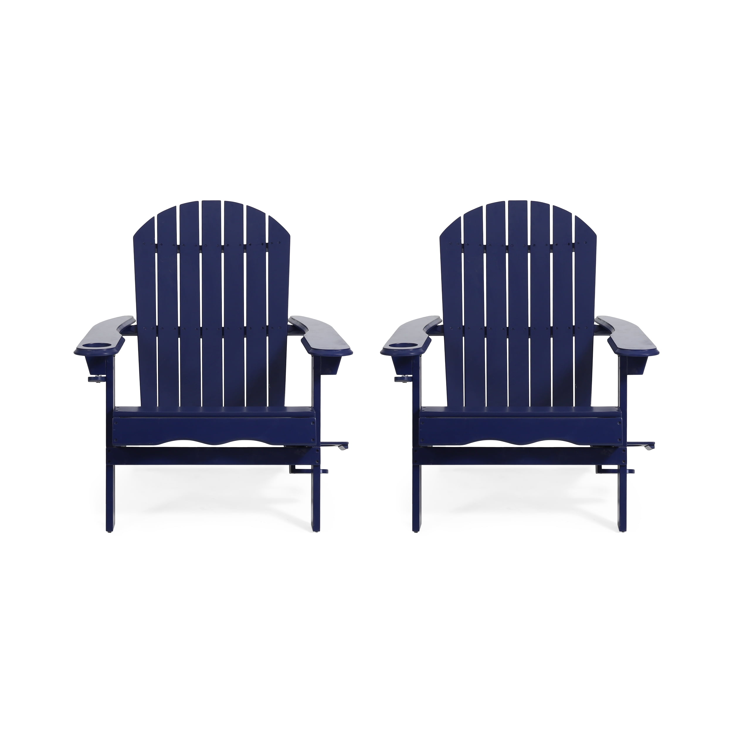Kandyce Outdoor Acacia Wood Folding Adirondack Chairs, Set of 2, Navy ...