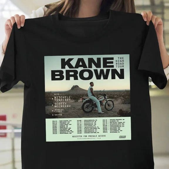 Kane Brown 2025 The High Road Tour Black T Shirt Full Size S-5XL