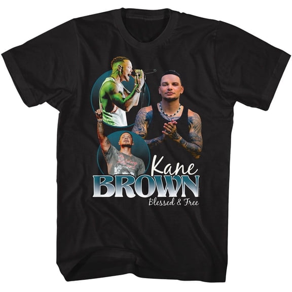 Kane Brown Blessed And Free Collage Black T-Shirt