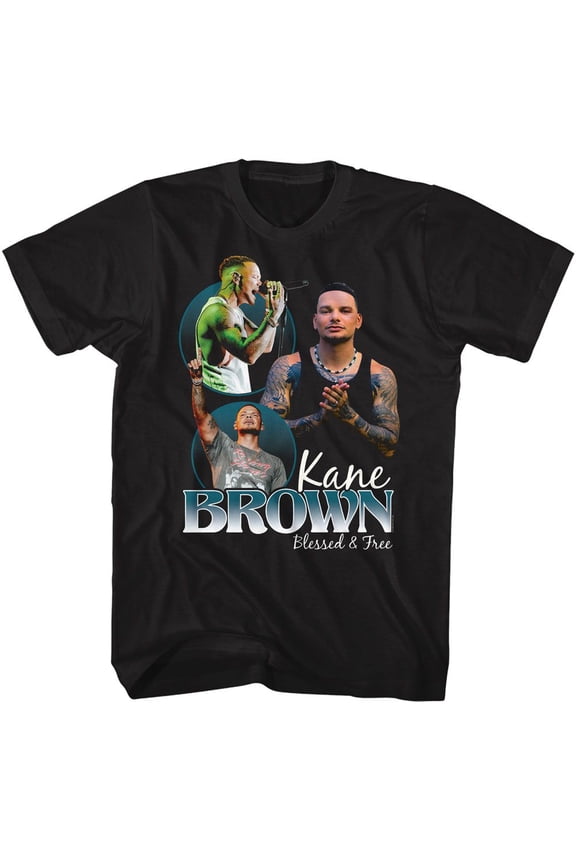Kane Brown Blessed And Free Collage Black T-Shirt