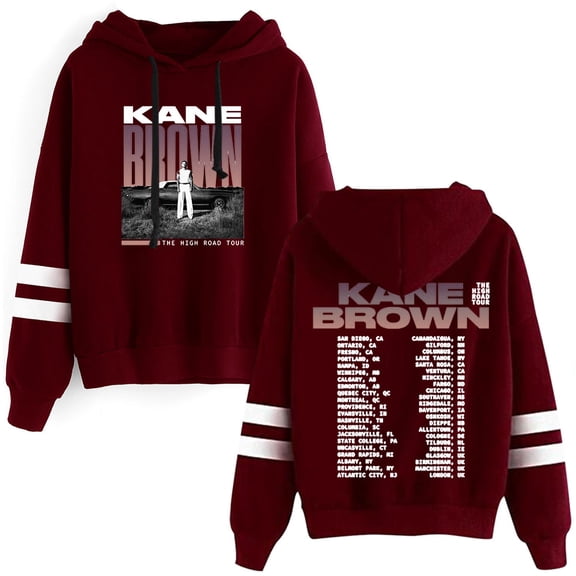 Kane Brown High Road Tour 2025 Pullover Hoodies Pocketless Parallel Bars Sleeve Streetwear