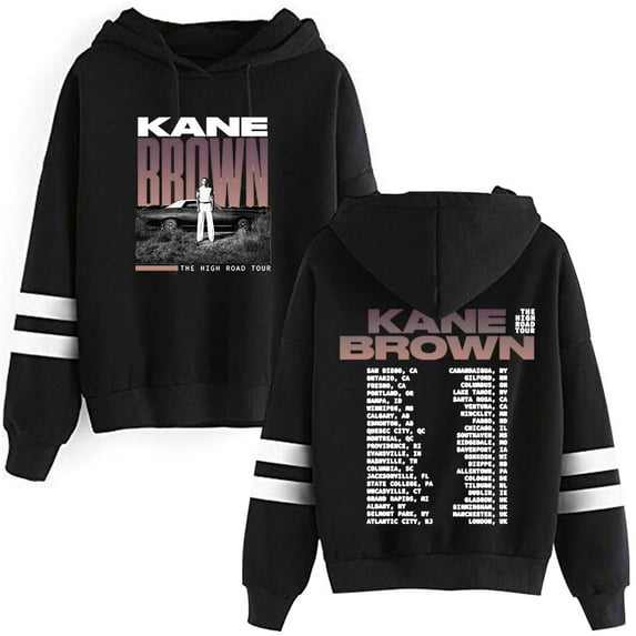 Kane Brown High Road Tour 2025 Pullover Hoodies Pocketless Parallel Bars Sleeve Streetwear