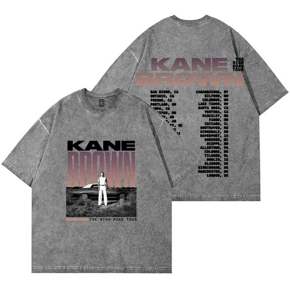 Kane Brown High Road Tour 2025 Wash T-Shirts Streetwear Tops Unisex Fashion Cotton Short Sleeve Tee