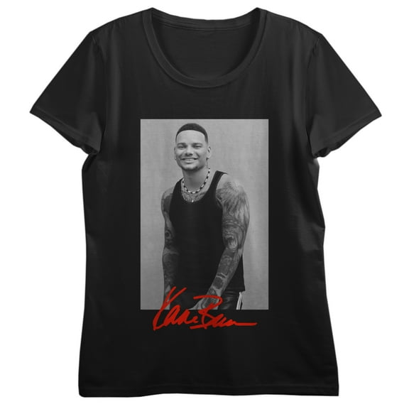 Kane Brown Photo Art Crew Neck Short Sleeve Women's Black T-shirt-Large