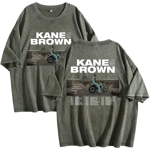 Kane Brown The High Road 2025 Tour Merch T-Shirt Cotton Wash Tee Women Men Short Sleeve Crewneck Tee