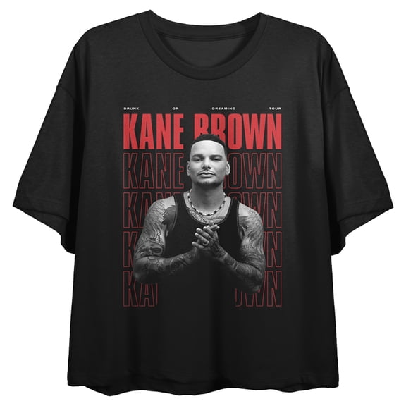 Kane Brown Tour Locations Crew Neck Short Sleeve Women's Black Crop Top
-Small