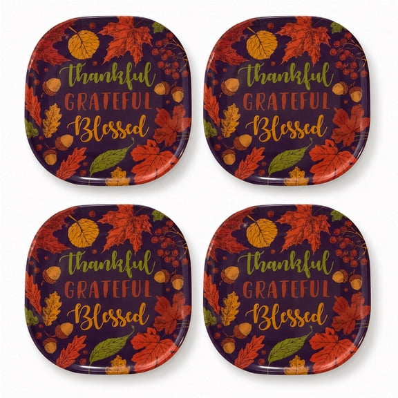 Kane Fall Thanksgiving Melamine Dessert & Appetizer Plates, Set of 4, 8-Inch