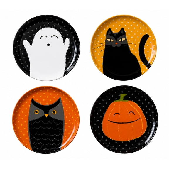 Kane Halloween Melamine Dessert & Appetizer Plates, Set of 4, 8-Inch