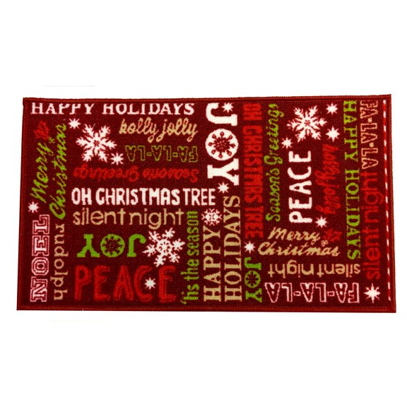 Kane Home Holiday Kitchen Mat, Nylon Rug, 18 x 30 inches, Multicolor, Happy Holidays
