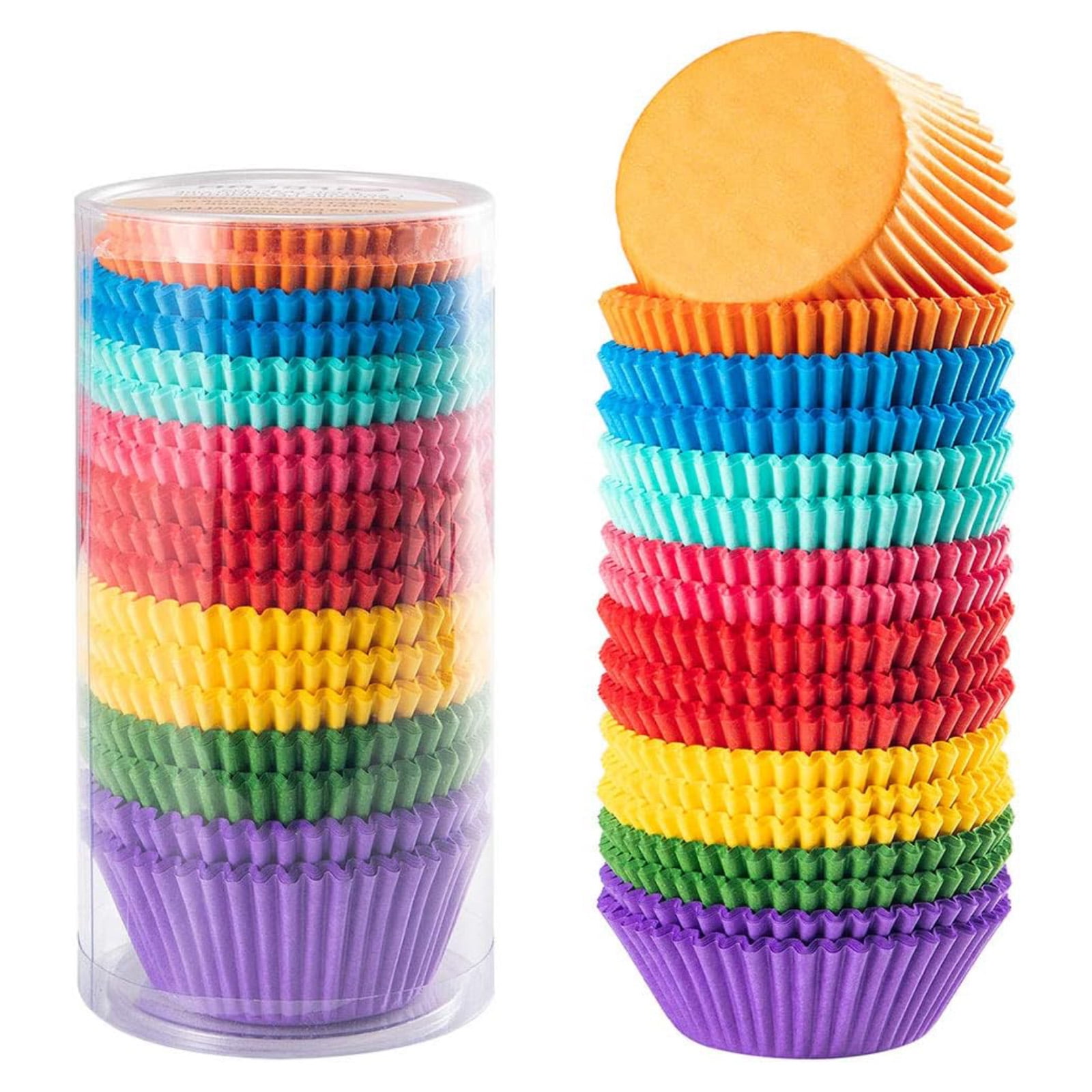 Kanecdo 500 Pack Rainbow Cupcake Liners - Standard Size, Greaseproof Paper Muffin Liners for Birthday Party, Wedding Cake, Colorful Cupcake Wrappers