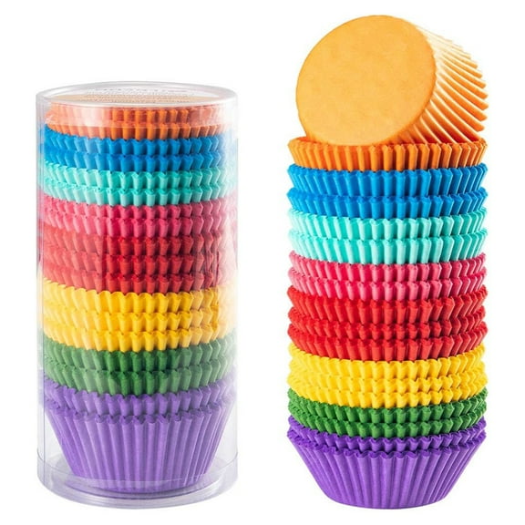Kanecdo 500 Pack Rainbow Cupcake Liners - Standard Size, Greaseproof Paper Muffin Liners for Birthday Party, Wedding Cake, Colorful Cupcake Wrappers