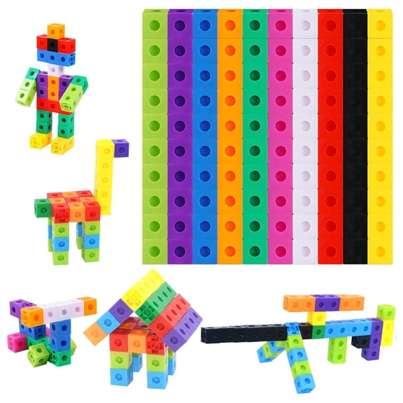 Kanecdo Learning Resources Math Link Cubes Big Builders - Set of 100 Cubes, Ages 3 4 5 6 , Develops Early Math Skills, STEM Toys, Math Games for Kids, Math Cubes for Kids