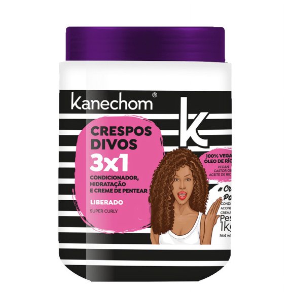 Kanechom - Linha Tendencias - Creme Multifuncional 3 em 1 Crespos Divos 1 Kg - (Trends Collection - Divine Curls 3 in 1 Multifunctional Cream Net 35.27 Oz)