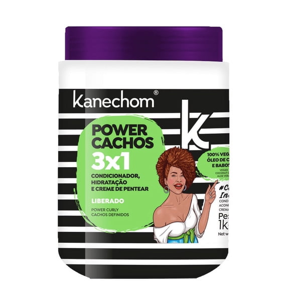 Kanechom - Linha Tendencias - Creme Multifuncional 3 em 1 Power Cachos 1 Kg - (Trends Collection - Power Curls 3 in 1 Multifunctional Cream Net 35.27 Oz)