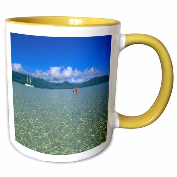 3drose, Kaneohe Bay, Kaneohe, Oahu, Hawaii - Us12 Dpb0284 - Douglas Peebles, 15oz Two-tone Yellow Mug