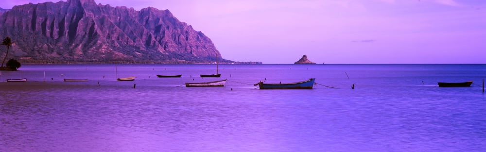 Kaneohe Bay at sunset Oahu Hawaii USA Canvas Art - Panoramic Images (36 x 12)