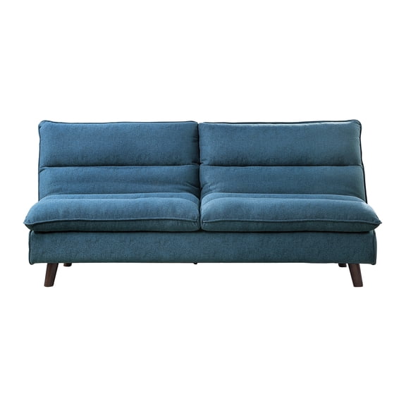 Kanepe Sleeper Sofa - Armless Convertible Lounger with Solid Wood Frame, Blue Polyester Upholstery - 74.5" x 37" x 36"