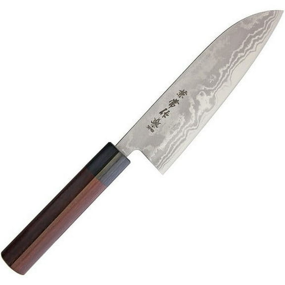 Kanetsune KC-462 Santoku Red Sandalwood Blue Steel Zen Kitchen Fixed Blade Knife