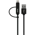 thumbnail image 1 of Kanex K157-1114-bk05m Durabraid Charge & Sync Micro Usb Cable With Lightning Adapter, 1.6ft/.5m, 1 of 3