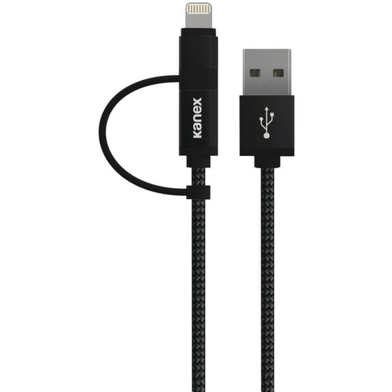 Kanex K157-1114-bk05m Durabraid Charge & Sync Micro Usb Cable With Lightning Adapter, 1.6ft/.5m