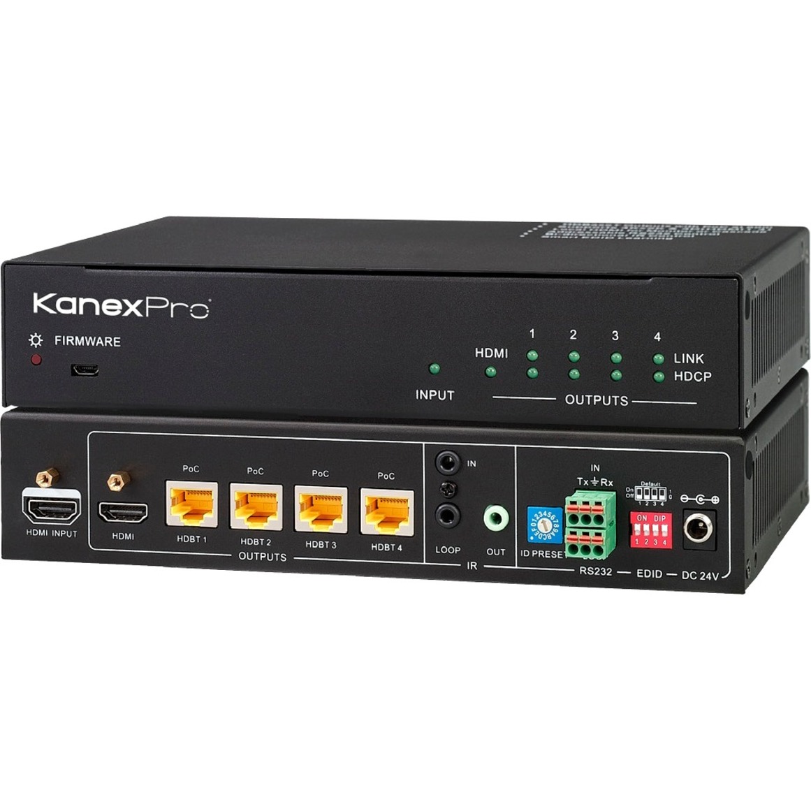 KanexPro 4K HDBaseT 1x4 Distribution Amplifier up to 230 feet (70m) - image 1 of 2