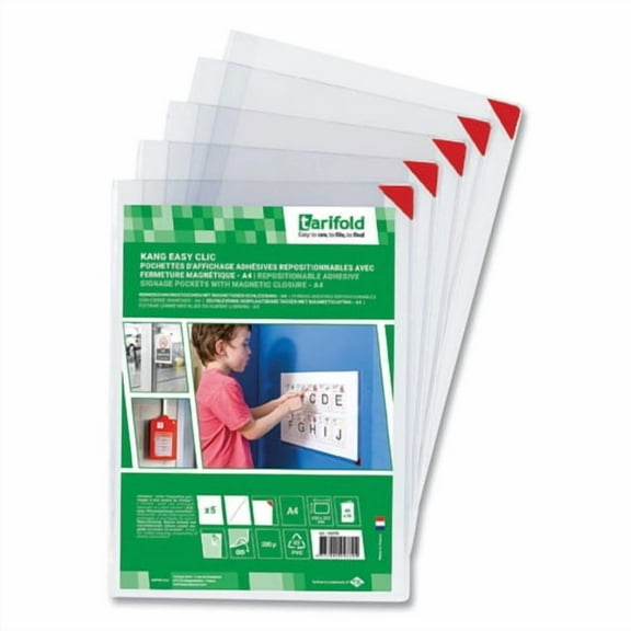 Kang Magnetic Closure Repositionable Pocket, 14 x 11, Clear Frame, 5/Pack | Bundle of 2