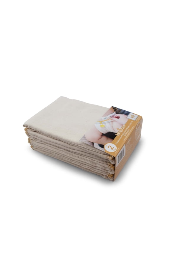 Reusable Unbleached 100% Cotton Prefold Cloth Diapers (6pk) - Size 2 : Infant