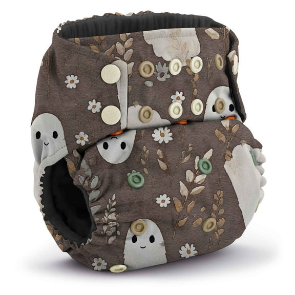 Kanga Care Rumparooz G3 OBV Cloth Diaper Reusable One Size Pocket Diaper with patented Inner Double Gusset 2 pcs Bamboo Rayon Insert Soaker | Boo (6-55+ lbs)