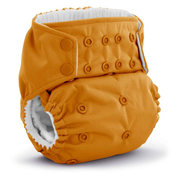 Kanga Care Rumparooz G3 Stay Dry Cloth Diaper Reusable One Size Pocket Diaper Patented Inner Double Gusset 2 pcs Microfiber Insert Soaker (6-55+ lbs) - Saffron