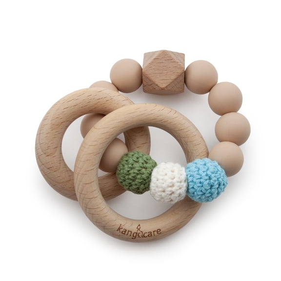 Kanga Care Silicone & Wood Crocheted Teething Ring :: Moss