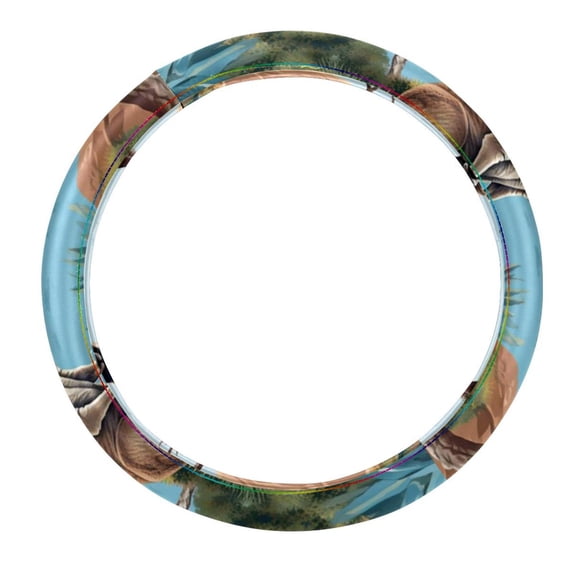Kangaroo 14.5 Inch Printing PVC Leather Car Wheel Cover Steering Wheel Cover Auto Accessories
