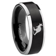 thumbnail image 1 of Kangaroo 8MM Beveled Edge Brush Black 2 Tone Tungsten Men Ring, 1 of 2