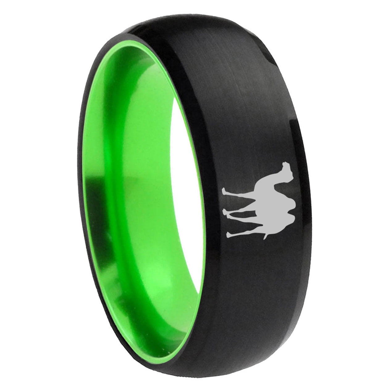 Kangaroo Led Rings Kangaroo 8MM Dome Black And Green Tungsten Carbide Ring - Walmart.com
