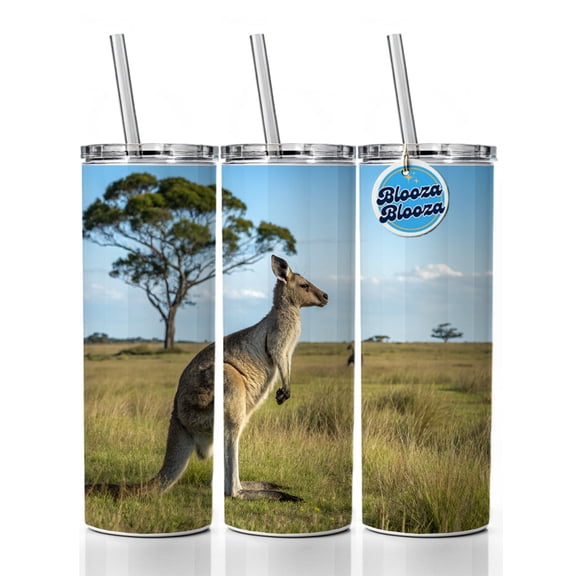 Kangaroo Australia Plain 20oz Insulated Water Bottle Skinny Tumbler Includes Straw
