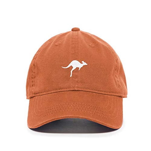 Kangaroo Baseball Cap Embroidered Cotton Adjustable Dad Hat Orange