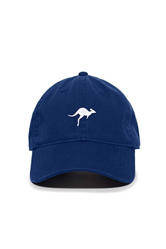 Kangaroo Baseball Cap Embroidered Cotton Adjustable Dad Hat Royal Blue