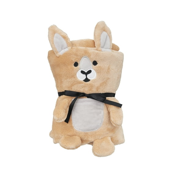 Tan Foldable Kangaroo Cozy Throw Blanket 30" x 44"