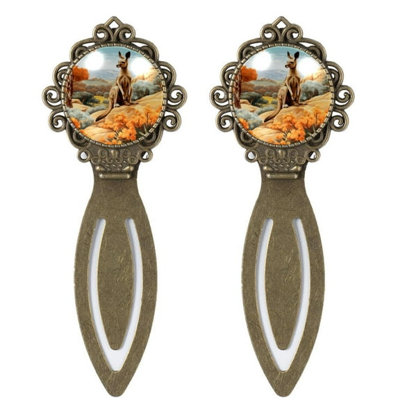 Kangaroo Book Accessories: Vintage Copper-Colored Lace Bookmarks - Set of 2, Stainless Steel Book Markers for Readers