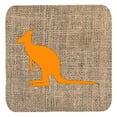 thumbnail image 1 of Kangaroo Burlap And Orange Foam Coasters - Set 4, 3.5 x 3.5 In., 1 of 1