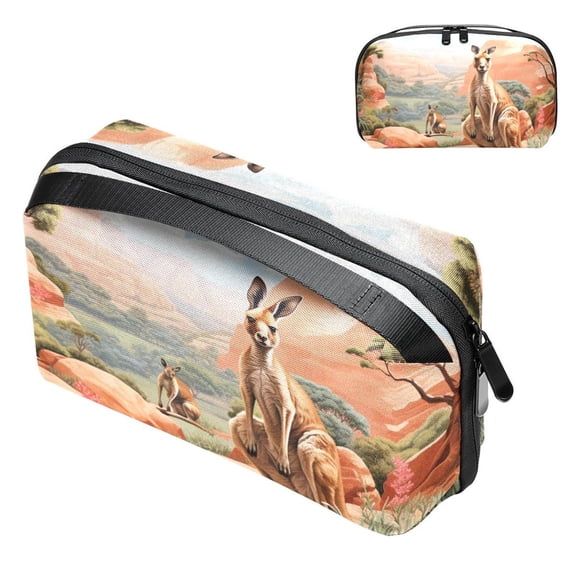 Kangaroo Charger Pouch and Storage Box: Oxford Cloth Waterproof USB Cable Organizer and Cell Phone Cord Holder - 5.9x9.44x3.14 in
