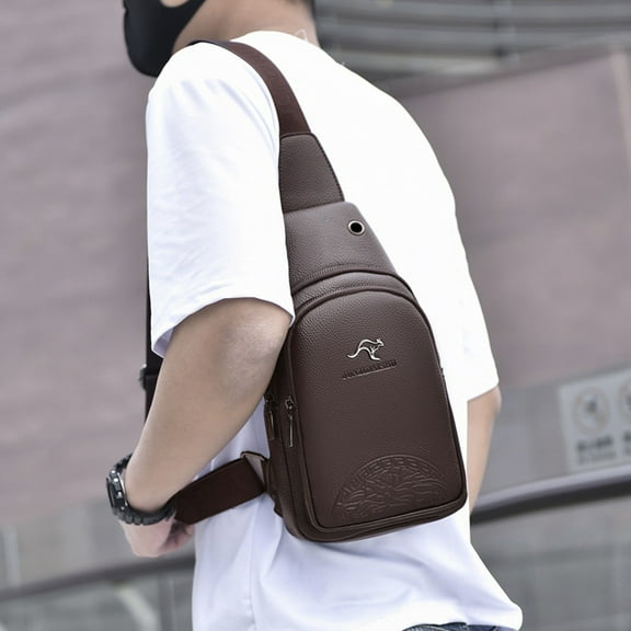 Kangaroo Chest Bag Casual Men's Shoulder,Brown